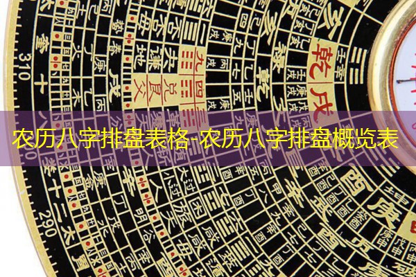  农历八字排盘表格-农历八字排盘概览表