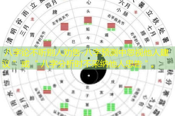  八字论不听别人劝告-八字预测中忽视他人建议＂ 或 ＂八字分析时不采纳他人忠告＂。